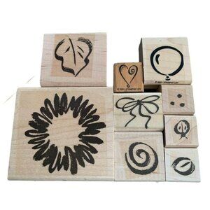Stampin Up Sketch It Rubber Stamps Set Wood-Mounted Craft Supplies